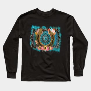 Rusty Horseshoe Turquoise Gem Long Sleeve T-Shirt